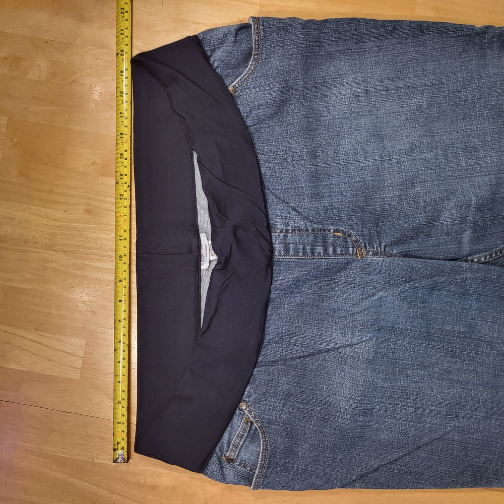 Liz Lange Maternity Denim Jeans Straight Leg Dark Cotton  Stretch Plus Size 18